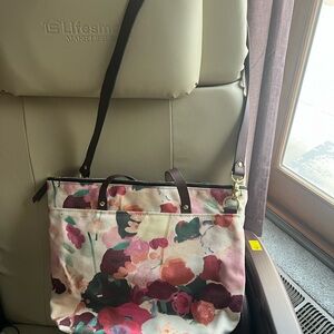 Chic Floral and Brown Crossbody Bag